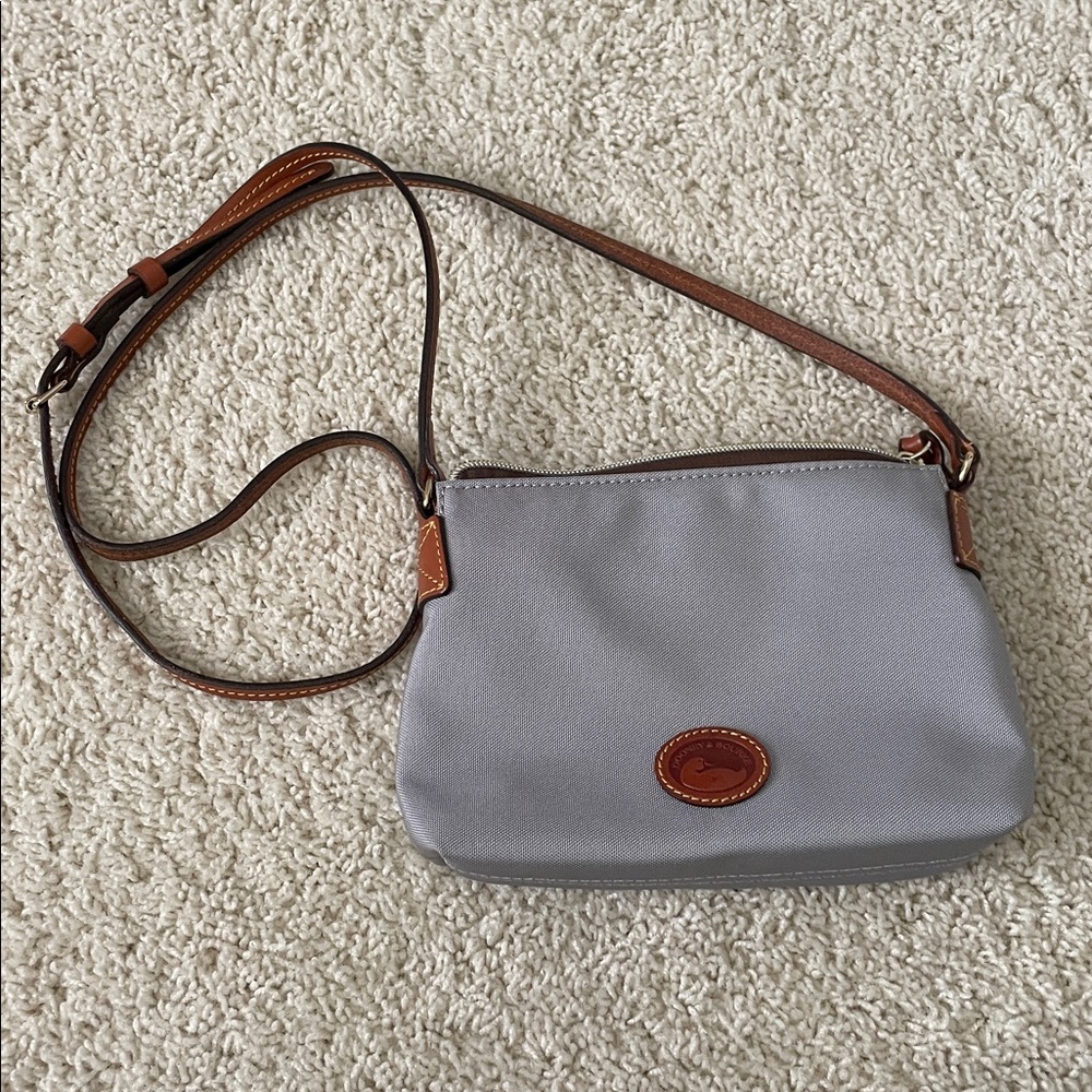 Dooney & Bourke Grey Canvas Pouchette Crossbody Bag Handbag Purse